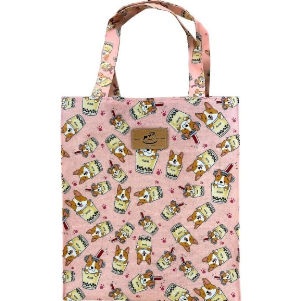 Waterproof Boba Corgi Large Tote Shoulder Bag Travel Purse